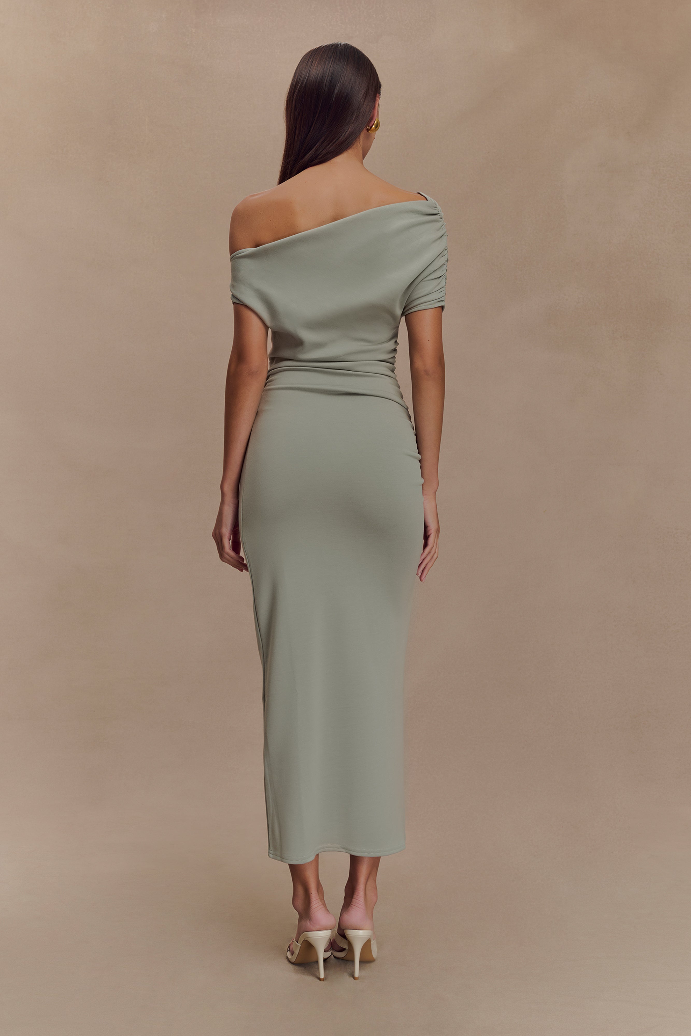 Kendra Scuba Jersey Midi Dress With Hardware - Sage