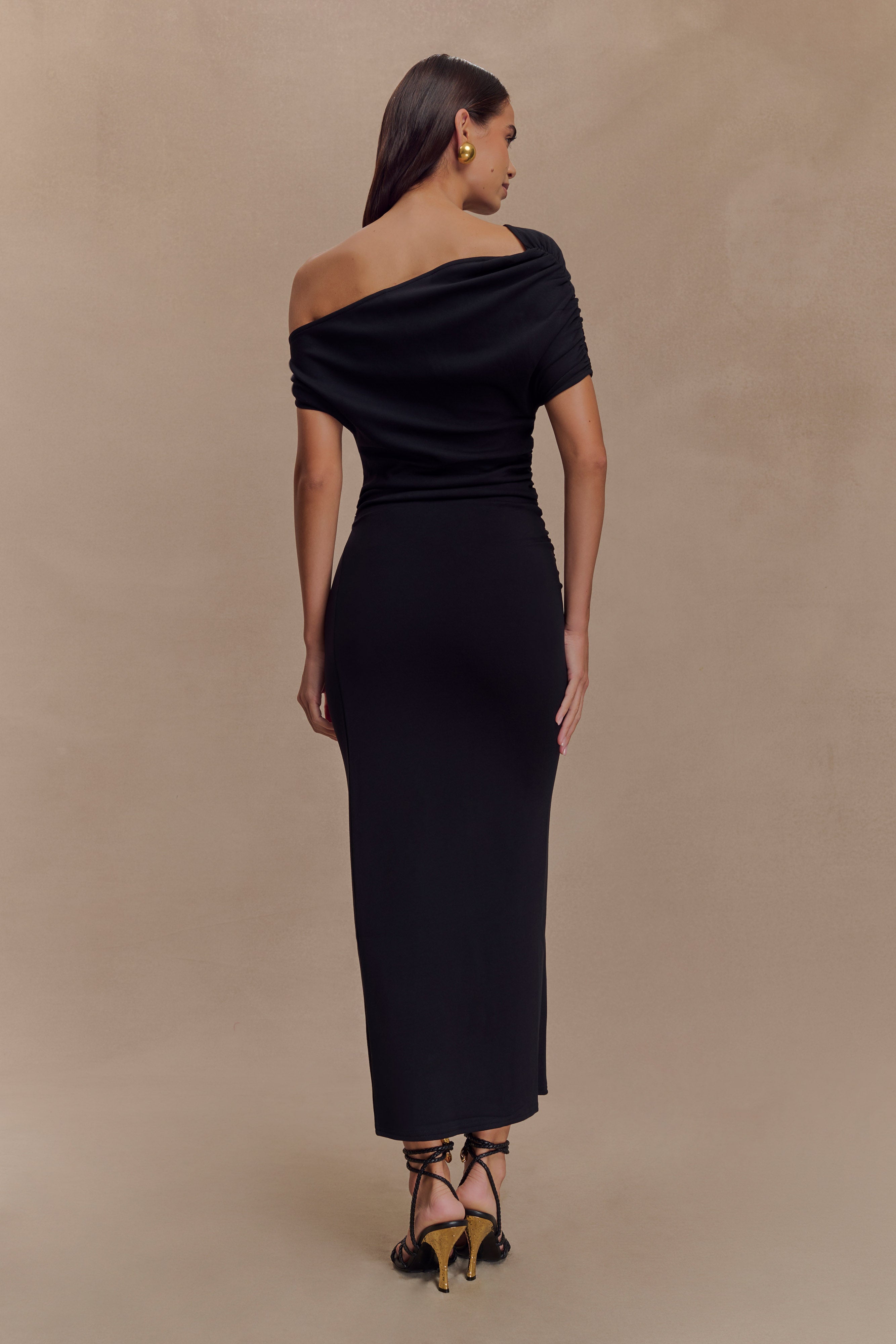 Kendra Scuba Jersey Midi Dress With Hardware - Black