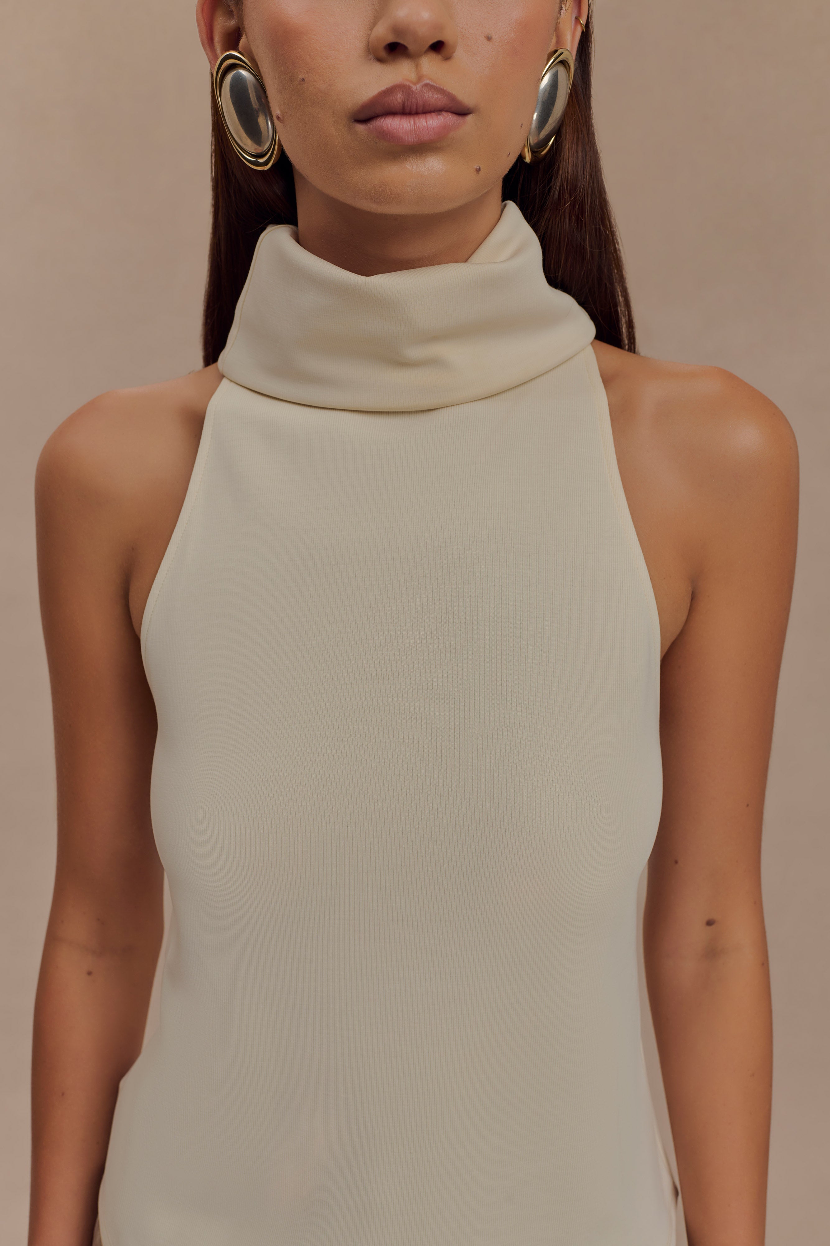 Birdie High Neck Sleeveless Top - Ivory