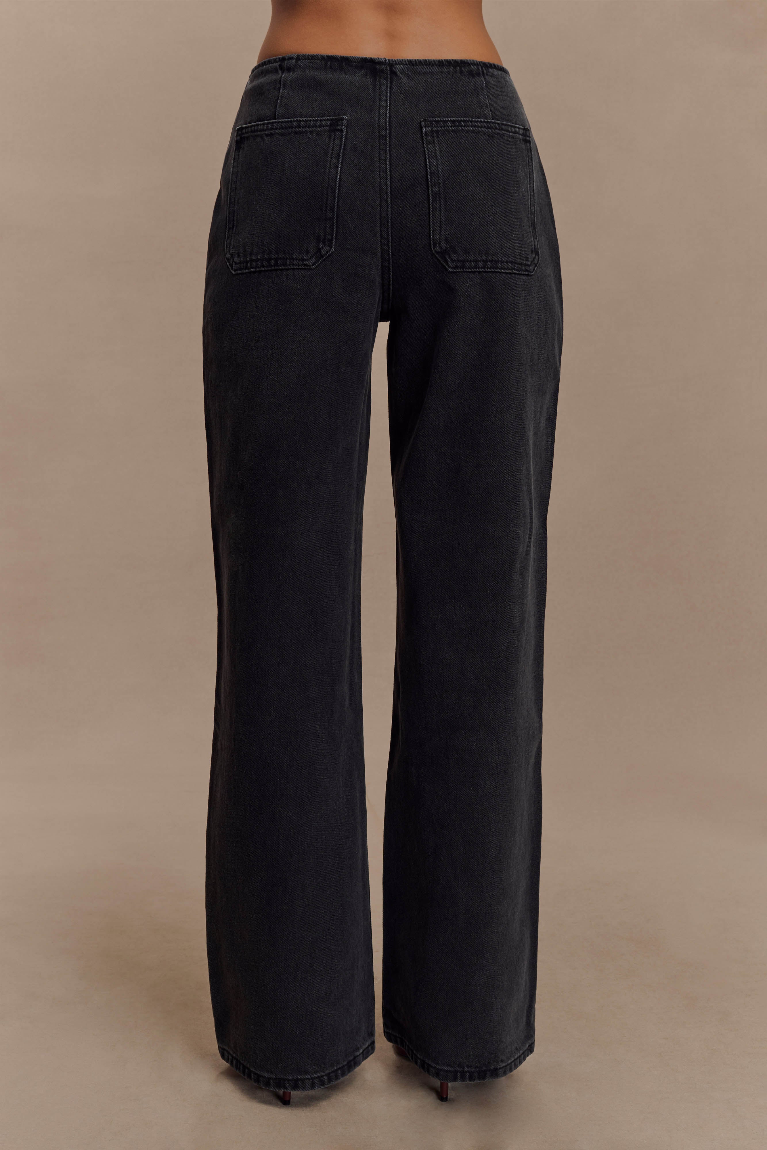 Caitlin Mid Rise Denim Jeans - Washed Black