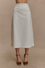 Cecilia Denim A-Line Midi Skirt - White