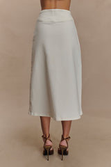 Cecilia Denim A-Line Midi Skirt - White