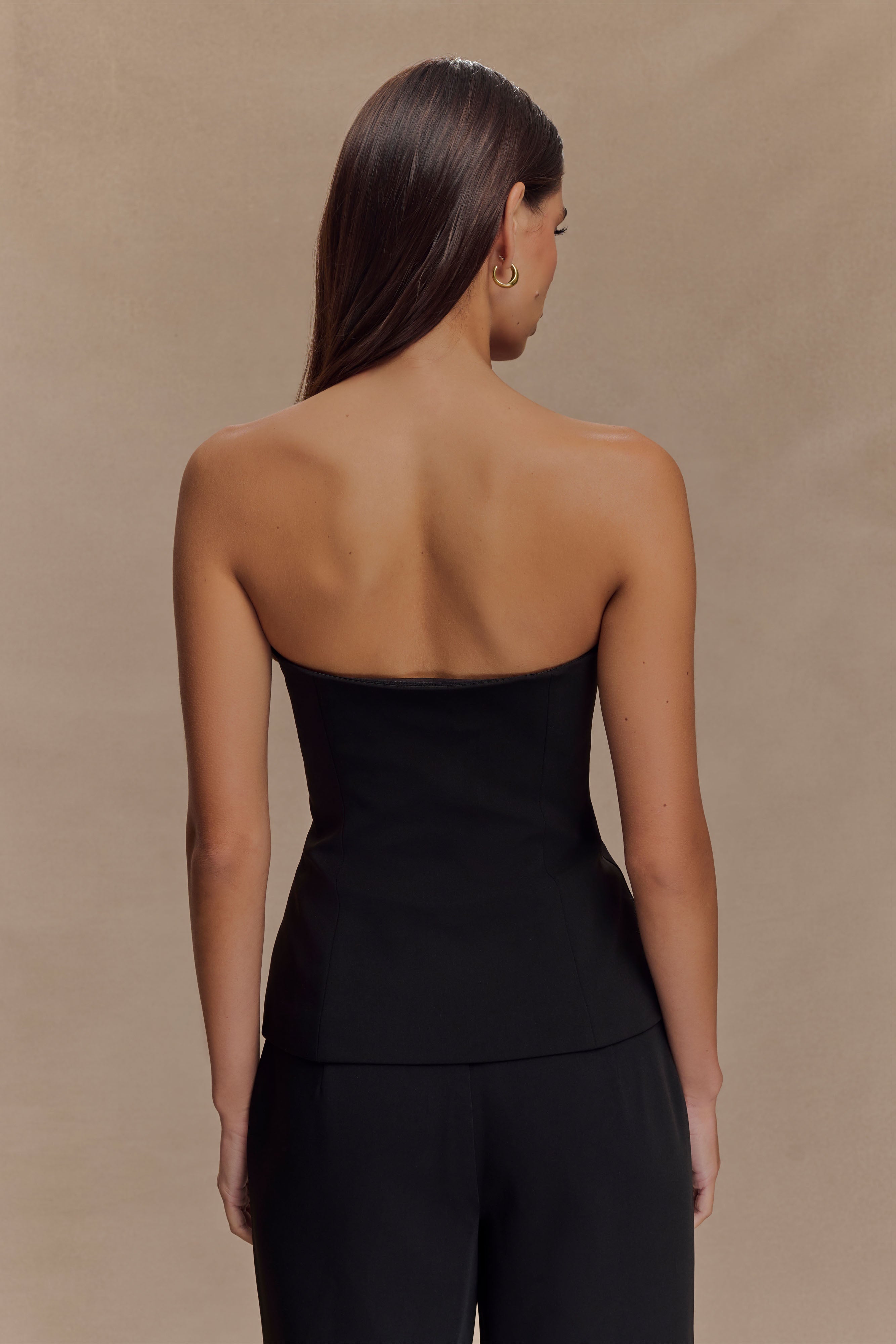 Lindie Strapless Suiting Top - Black