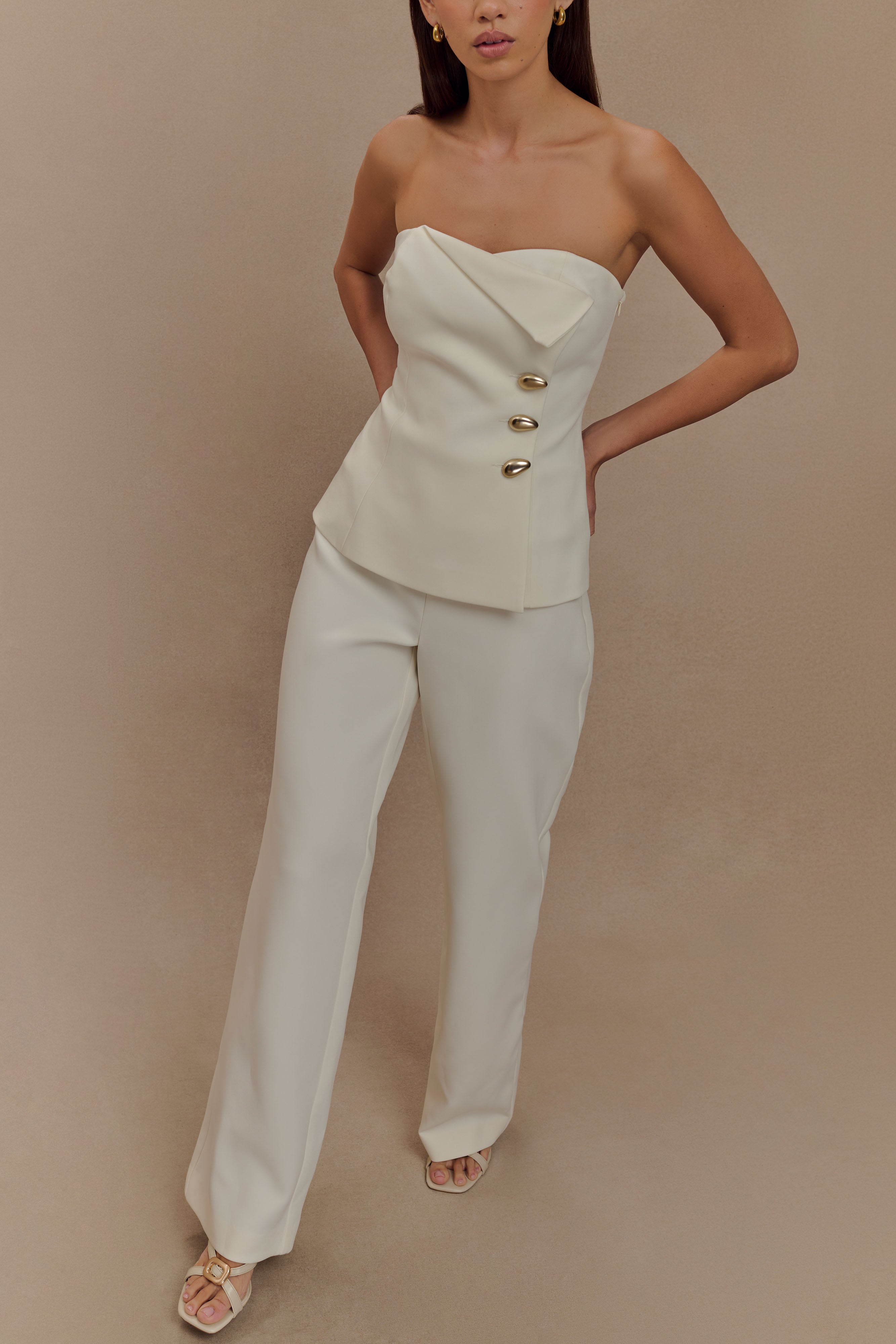 Lindie Straight Leg Suiting Pants - Ivory