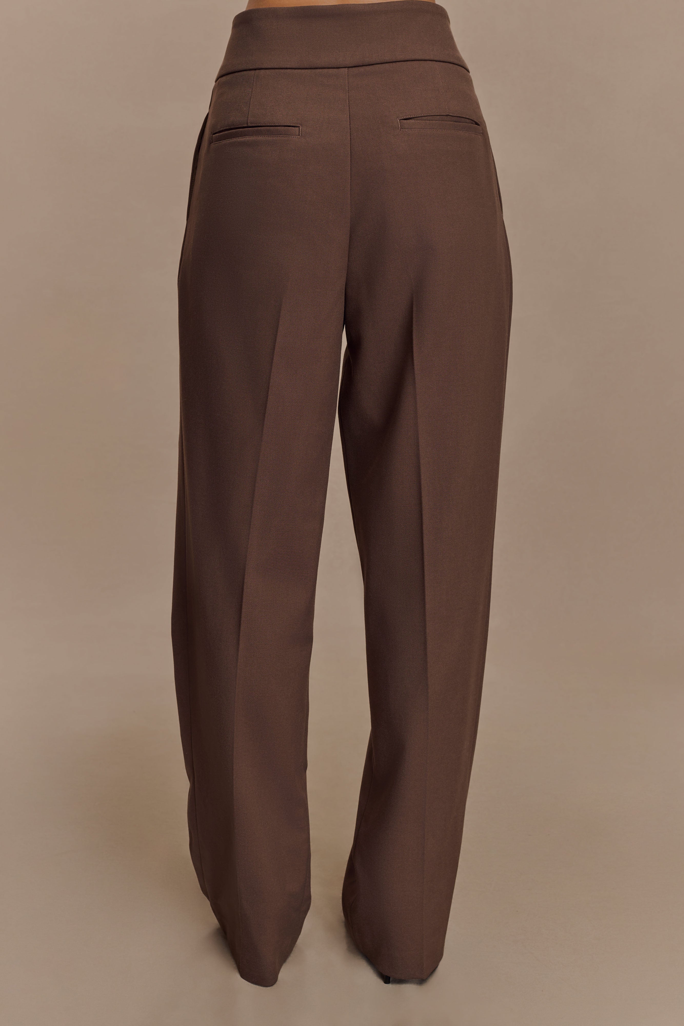 Penelope Pleated High Waisted Pants - Chocolate