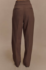 Penelope Pleated High Waisted Pants - Chocolate