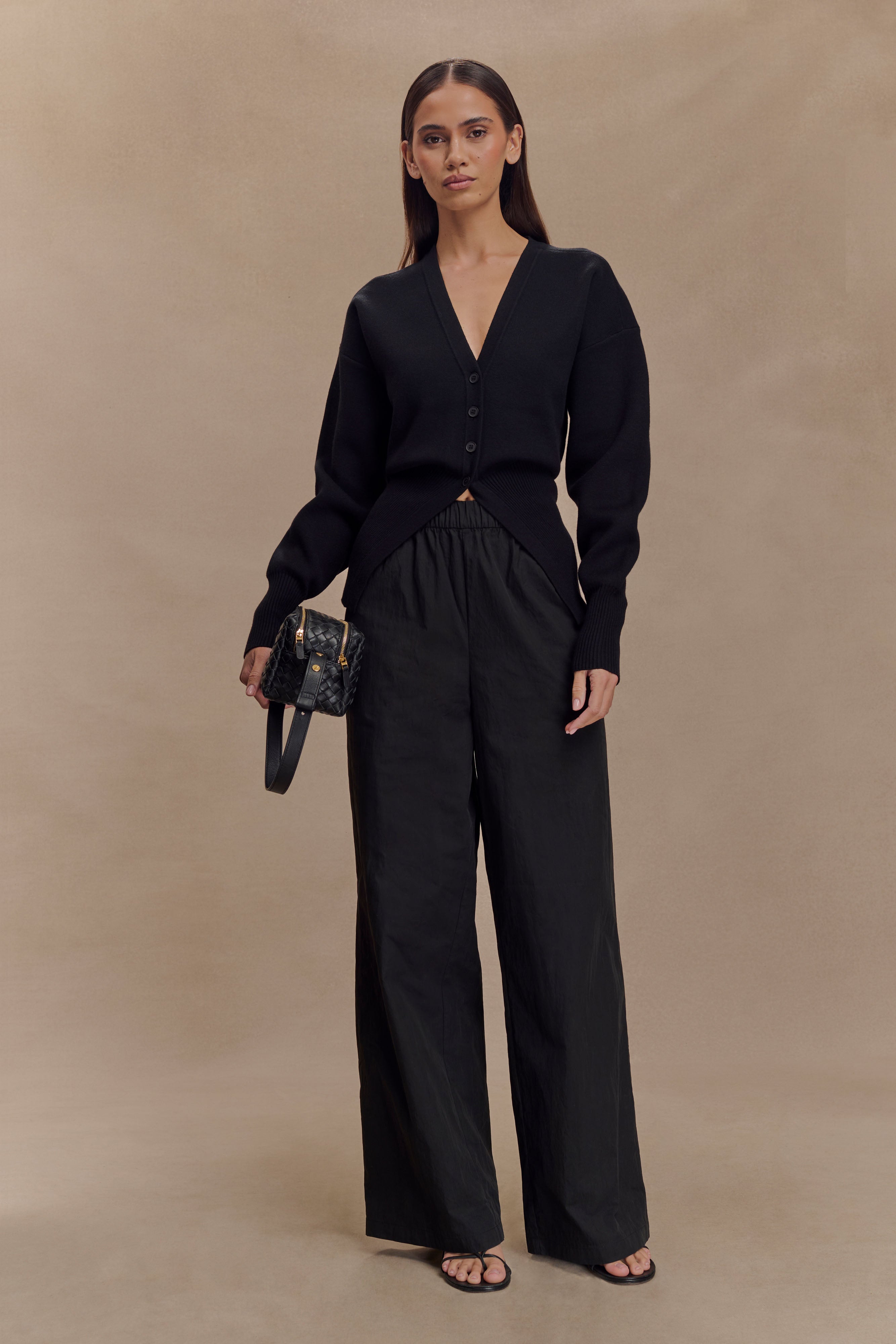 Campbell Cotton Wide Leg Pants - Black