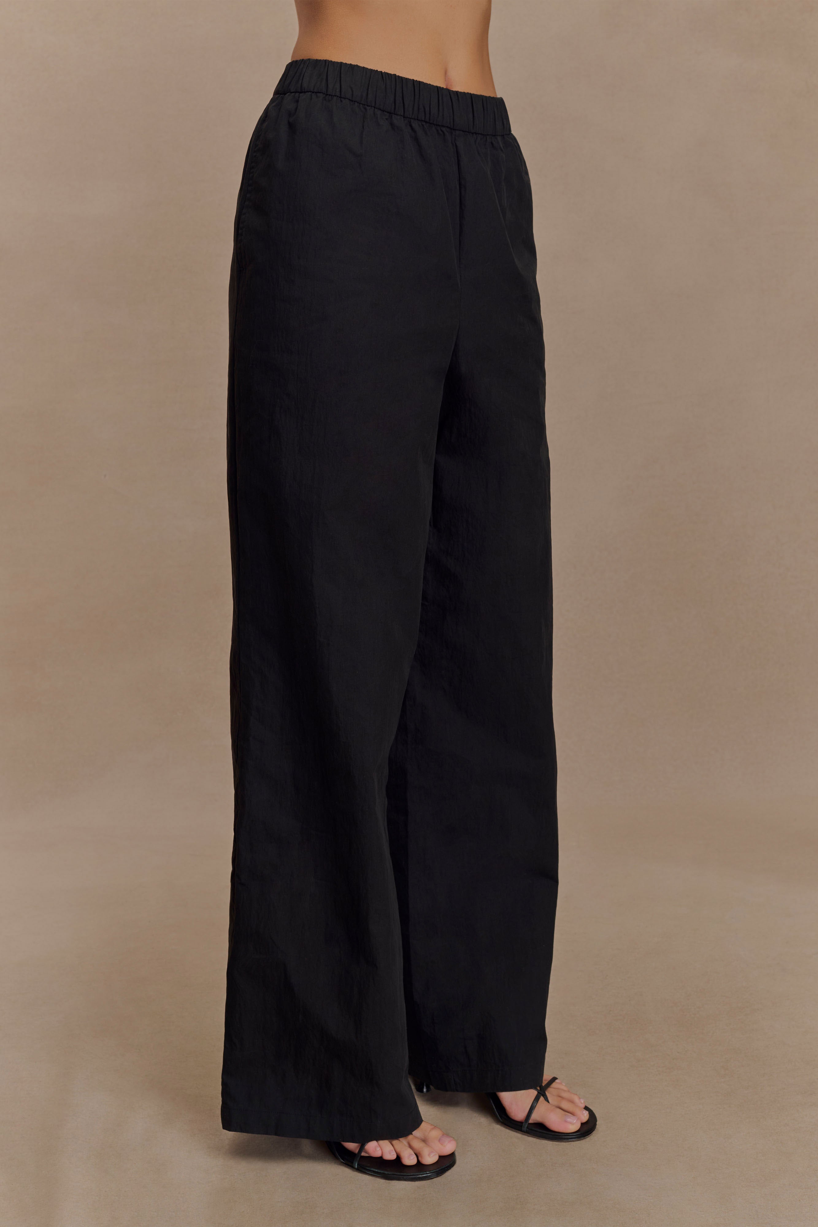 Campbell Cotton Wide Leg Pants - Black