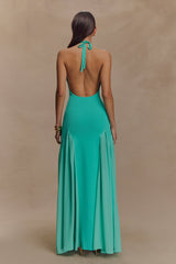 Soleil Knit And Mesh Halter Maxi Dress - Lagoon