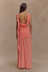 Daria Draped Chiffon Maxi Dress - Pastel Nectarine