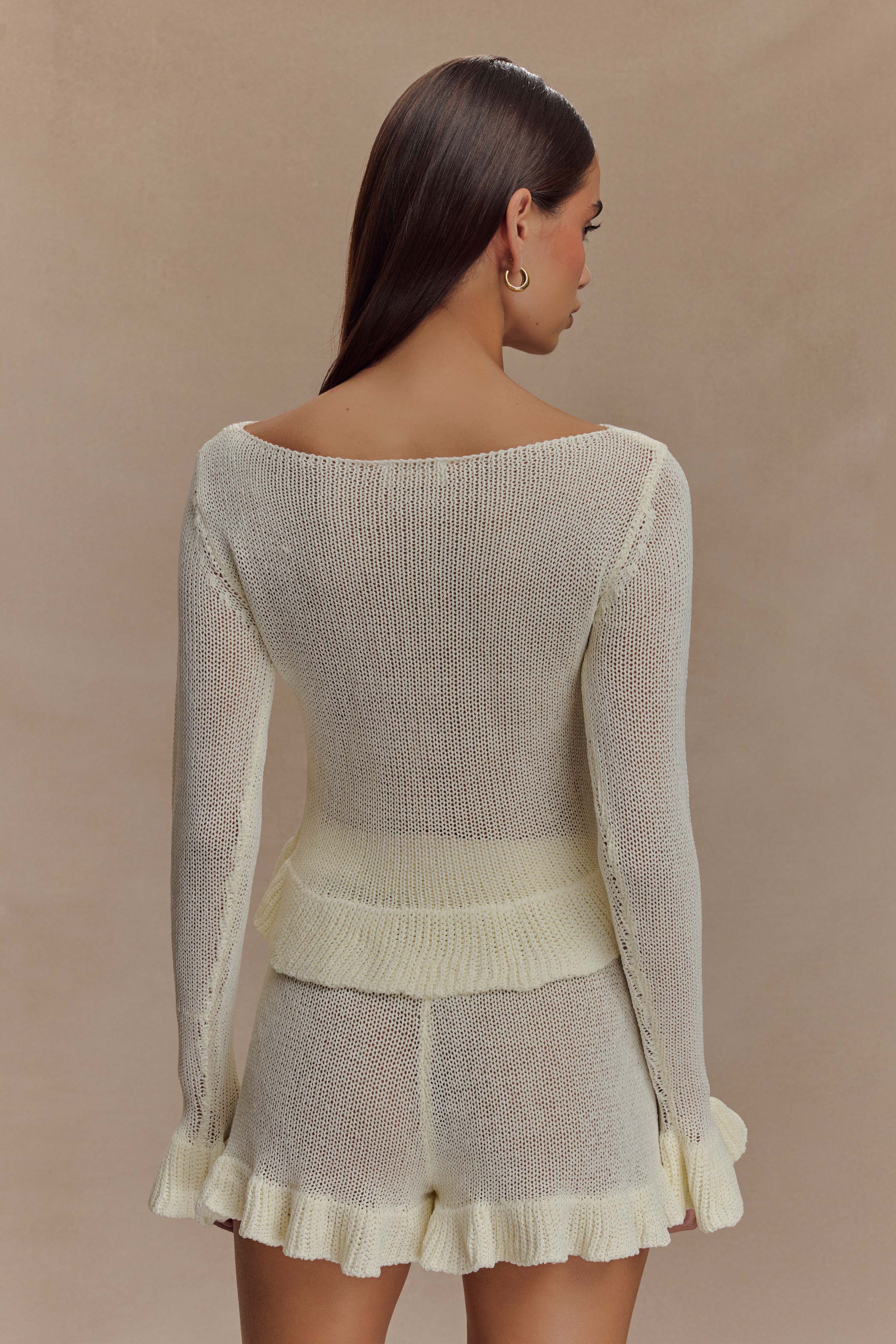 Eleanor Knit Frill Cardigan - White