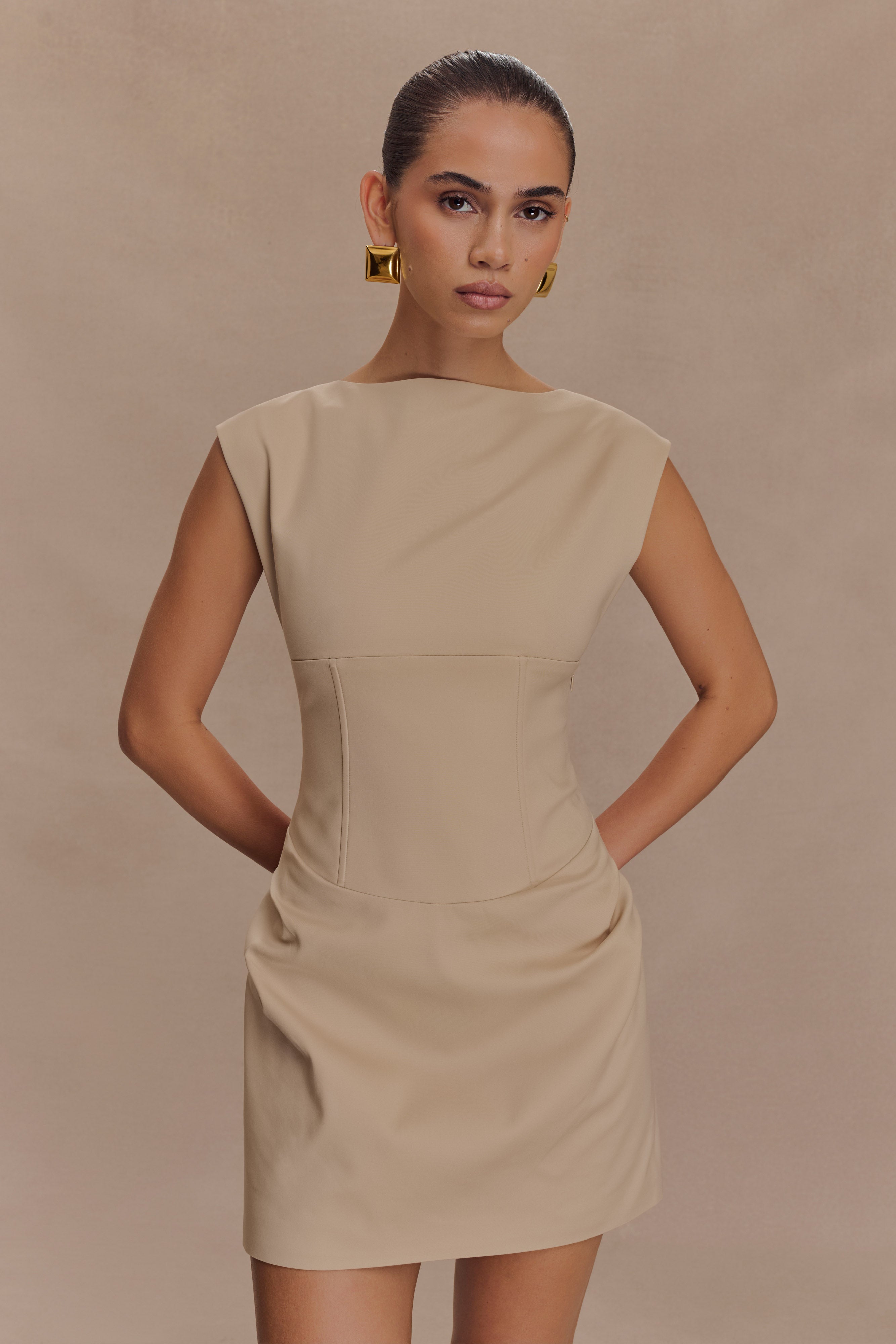Doris Sleeveless Mini Dress - Camel