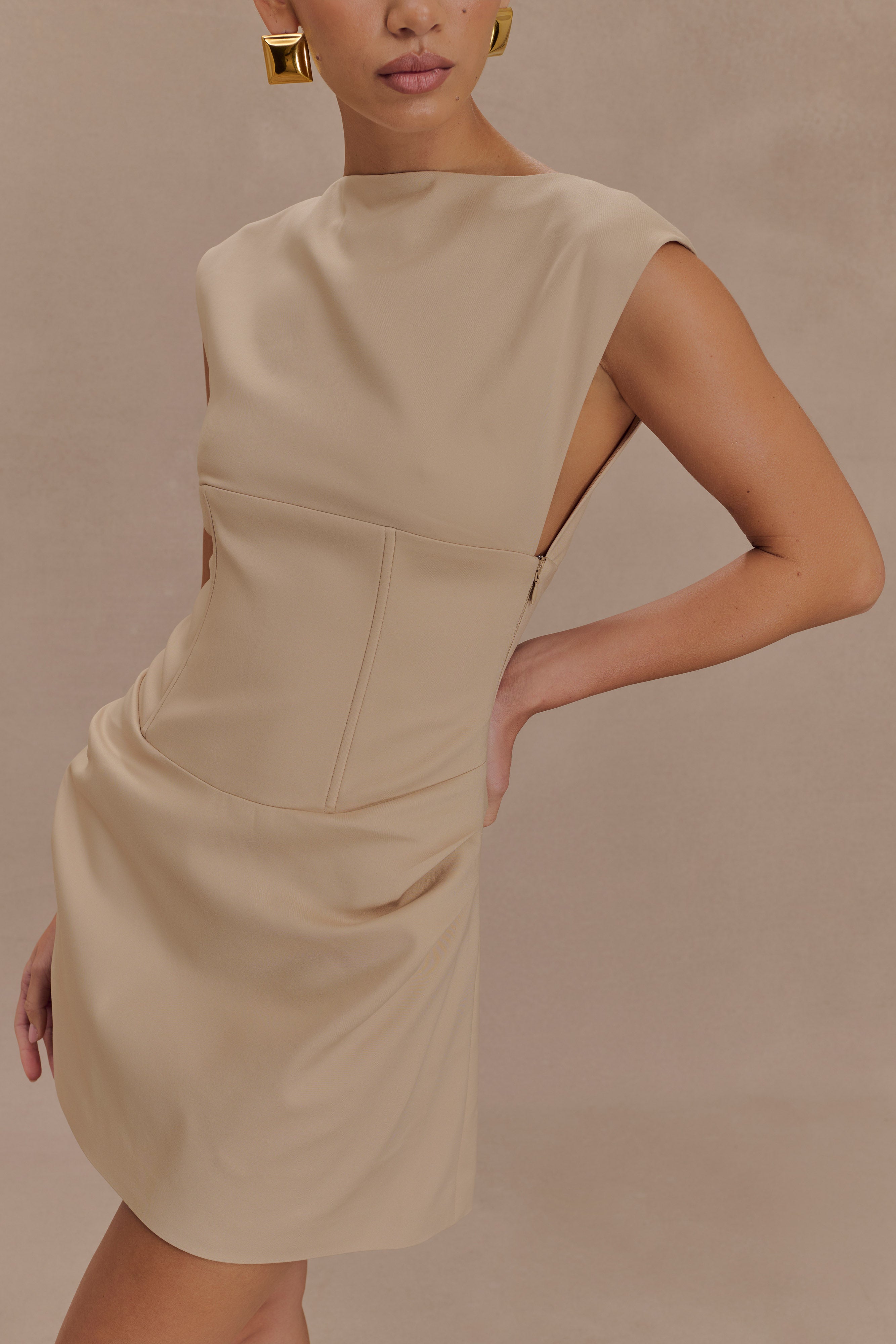 Doris Sleeveless Mini Dress - Camel