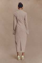 Dorian Fitted Shirt Midi Dress - Wheat Marle