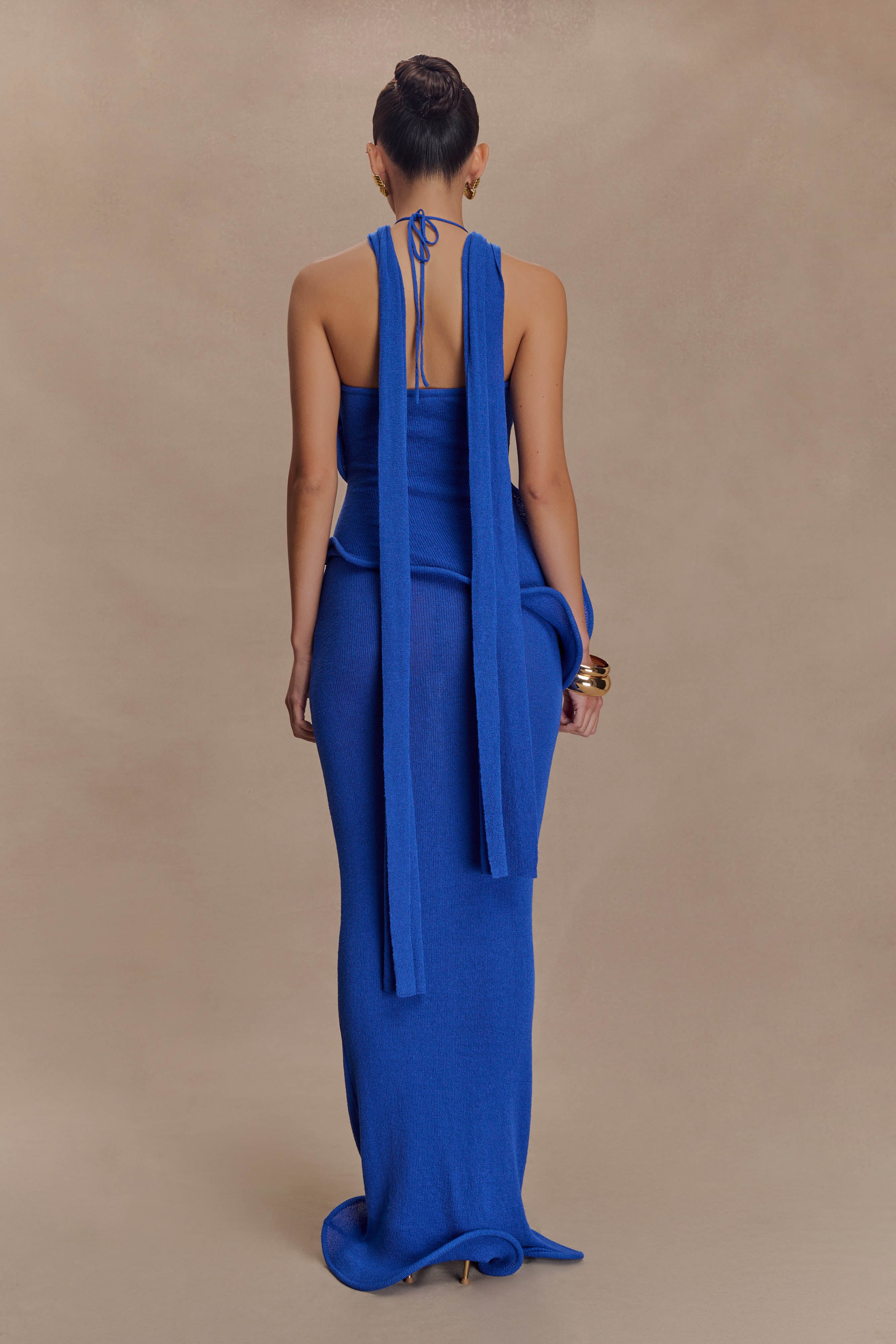Caprice Halter Knit Maxi Dress - Cobalt