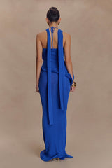 Caprice Halter Knit Maxi Dress - Cobalt