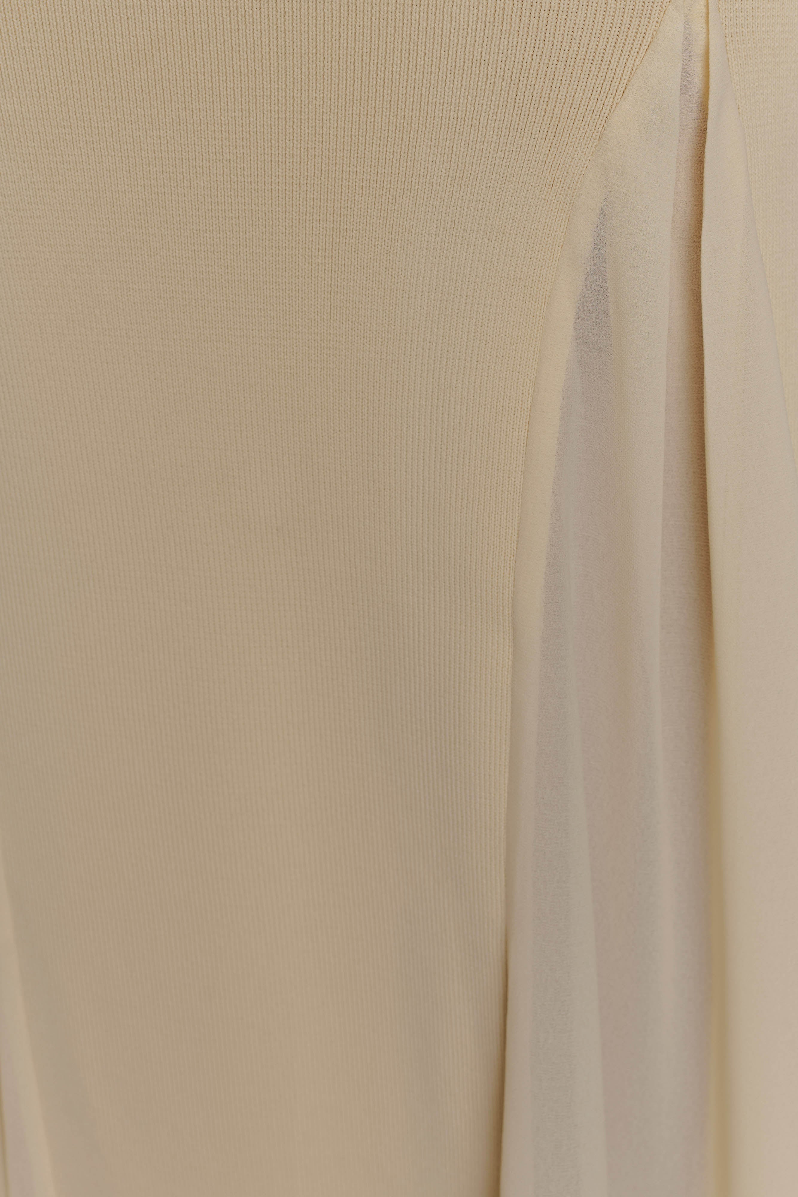 Soleil Knit And Mesh Halter Maxi Dress - Cream