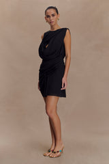 Oria Chiffon Mini Dress - Black
