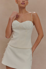Jaime Spaghetti Strap Suiting Top - Ivory
