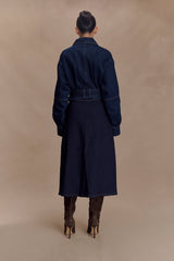 Fallon Cropped Denim Jacket - Indigo Blue
