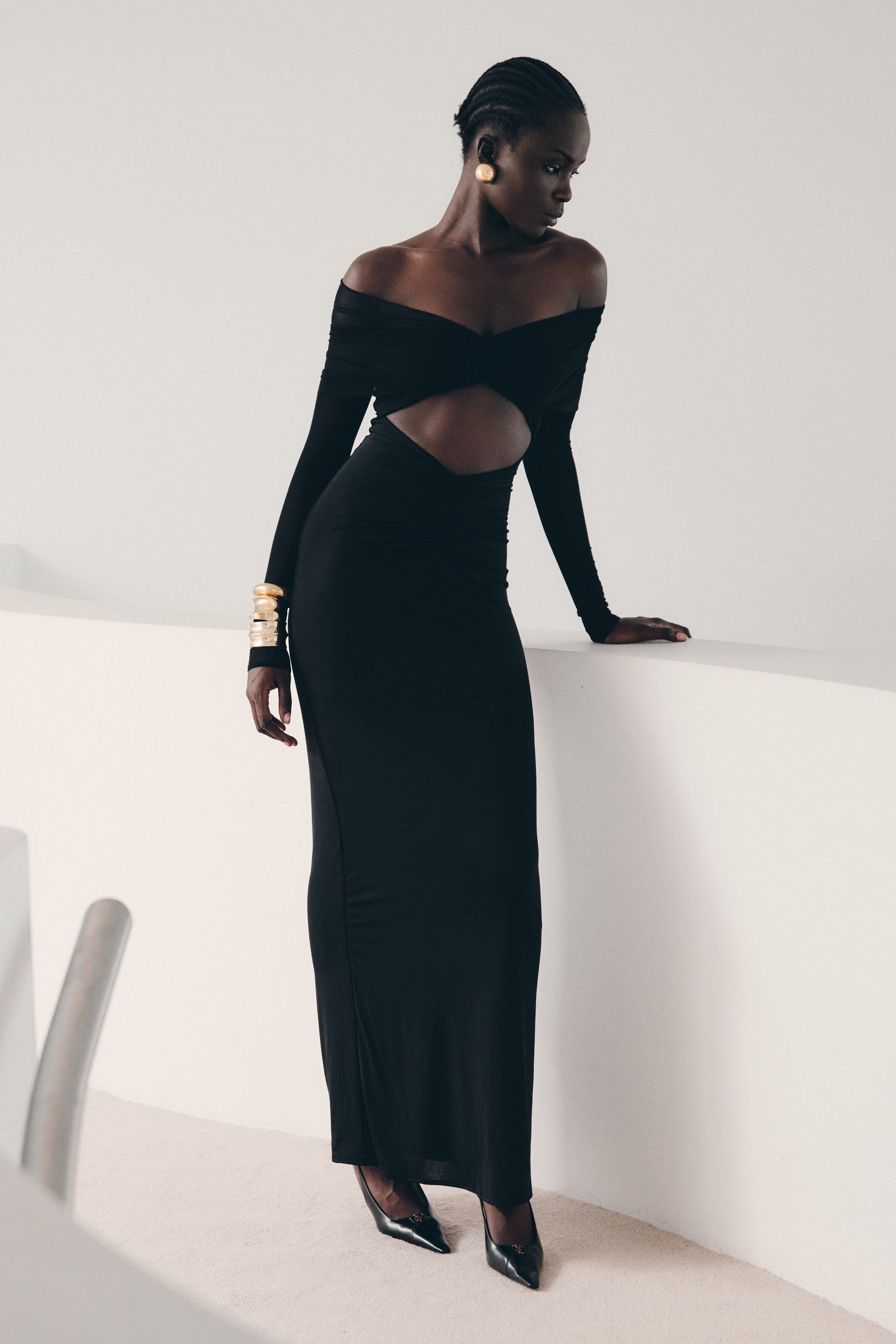 Rafaella Slinky And Mesh Maxi Dress - Black