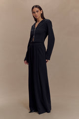 Aspen Gathered Wide Leg Jogger - Black