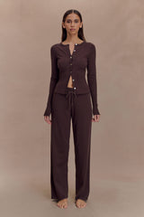 Natalya Knit Wide Leg Pants - Dark Chocolate