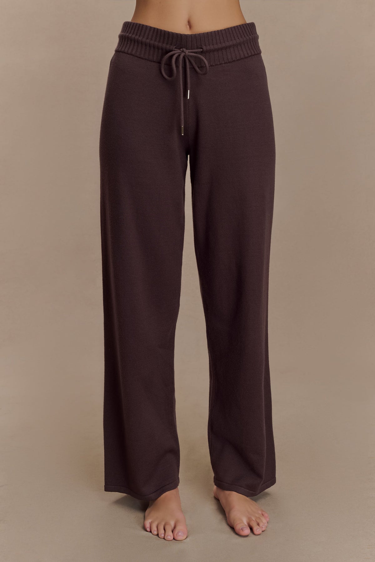 Natalya Knit Wide Leg Pants - Dark Chocolate