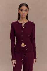 Reese Fitted Knit Cardigan - Merlot