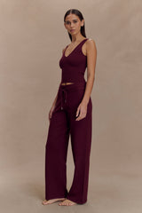 Natalya Knit Wide Leg Pants - Merlot
