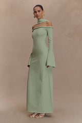 Heidi Strapless Knit Scarf Maxi Dress - Pastel Green