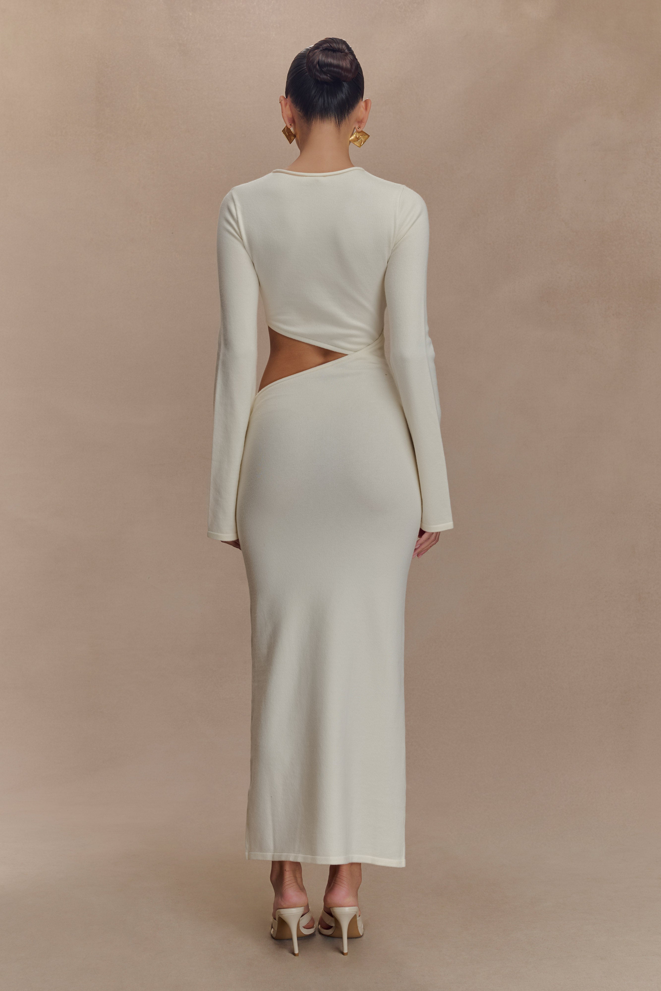 Azariah Long Sleeve Knit Midi Dress - Ivory