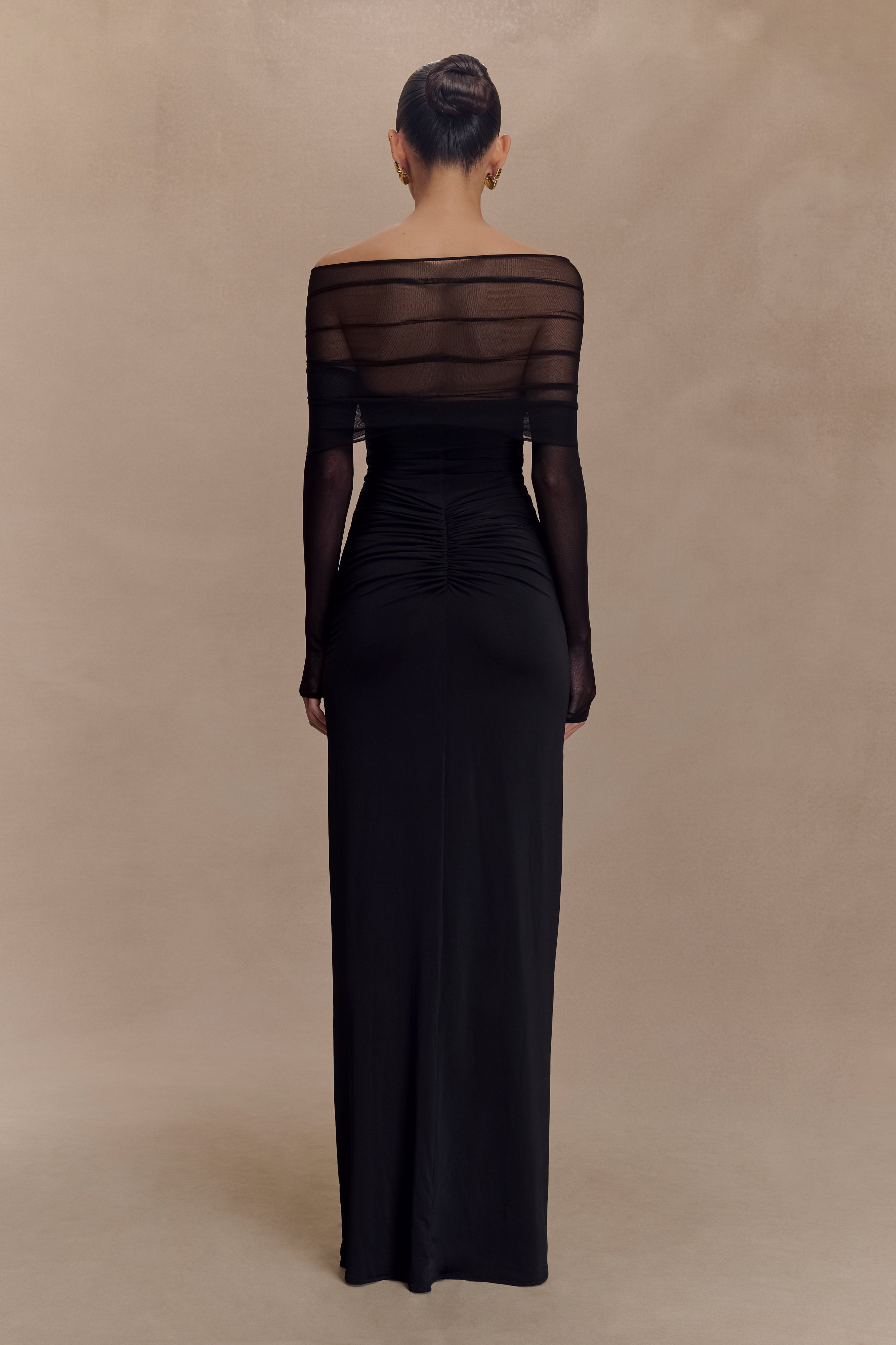 Rafaella Slinky And Mesh Maxi Dress - Black