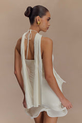 Caprice Halter Knit Mini Dress - White