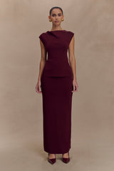 Francisca Mid Rise Knit Maxi Skirt - Merlot