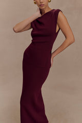 Francisca Mid Rise Knit Maxi Skirt - Merlot