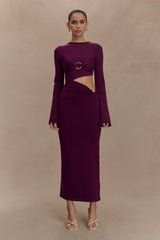 Azariah Long Sleeve Knit Midi Dress - Plum
