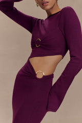 Azariah Long Sleeve Knit Midi Dress - Plum