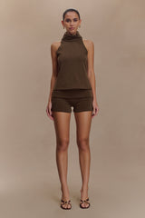Birdie Fold Over Shorts - Chocolate