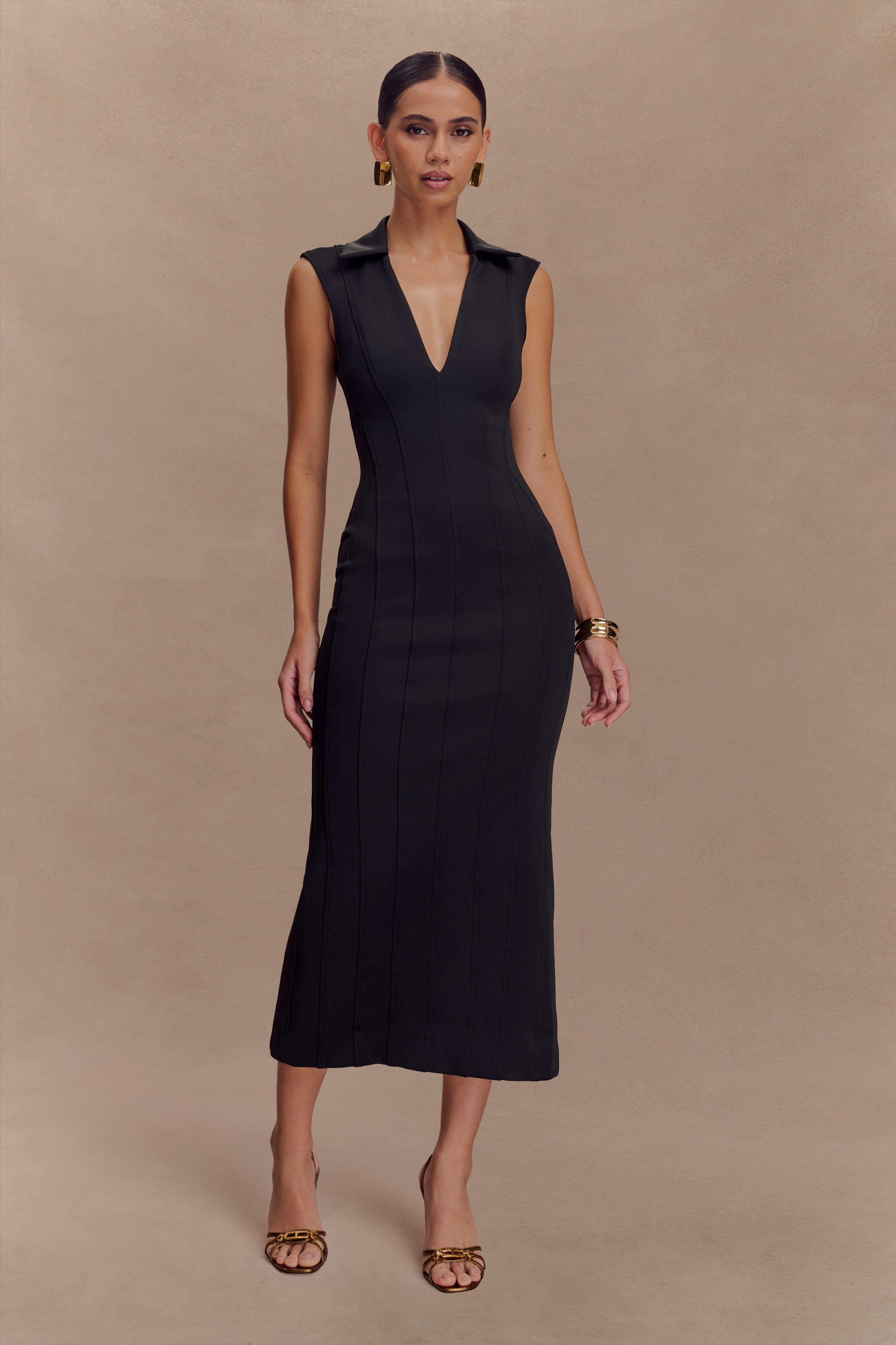 Keagan Sleeveless Midi Dress - Black