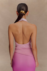 Safiya Asymmetrical Halter Top - Ombre Pink