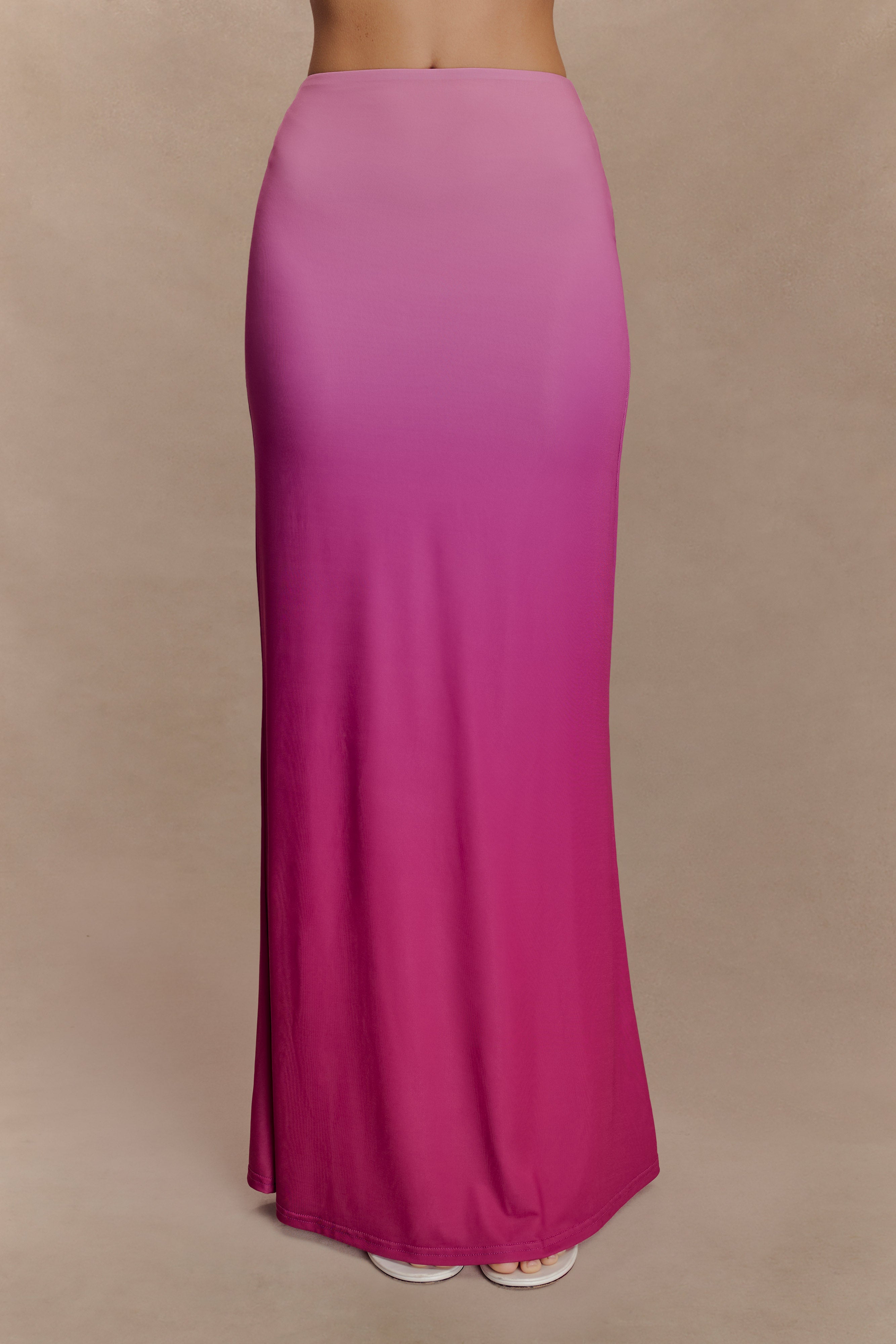 Bruna Slinky Fishtail Maxi Skirt - Ombre Pink