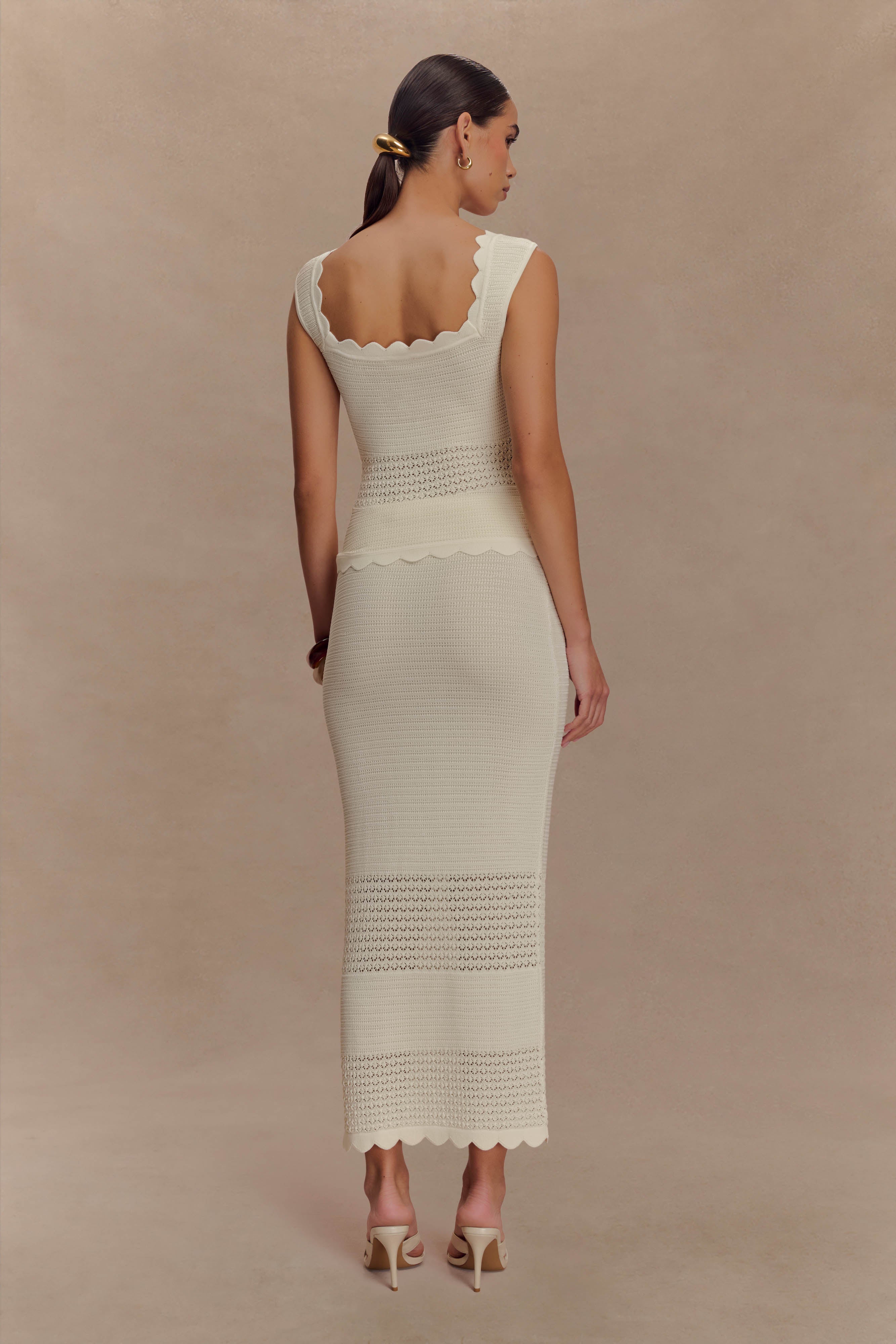 Madeline Scallop Knit Top - Ivory