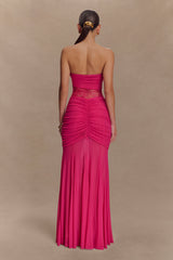 Khadijah Lace And Mesh Maxi Dress - Dragonfruit