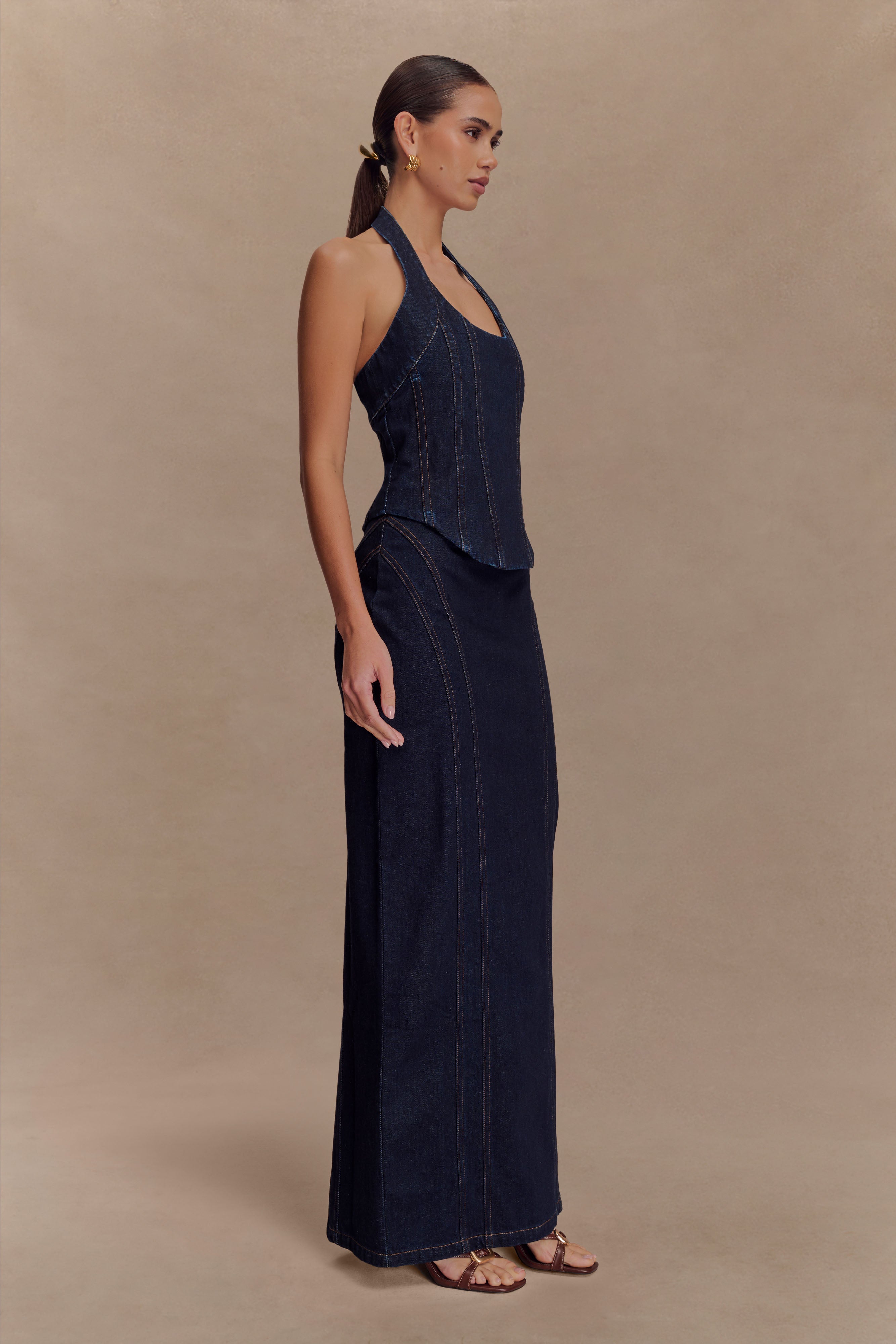 Alma Denim Maxi Skirt - Indigo Blue