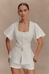 Liberty Cotton Shortsleeve Top - White