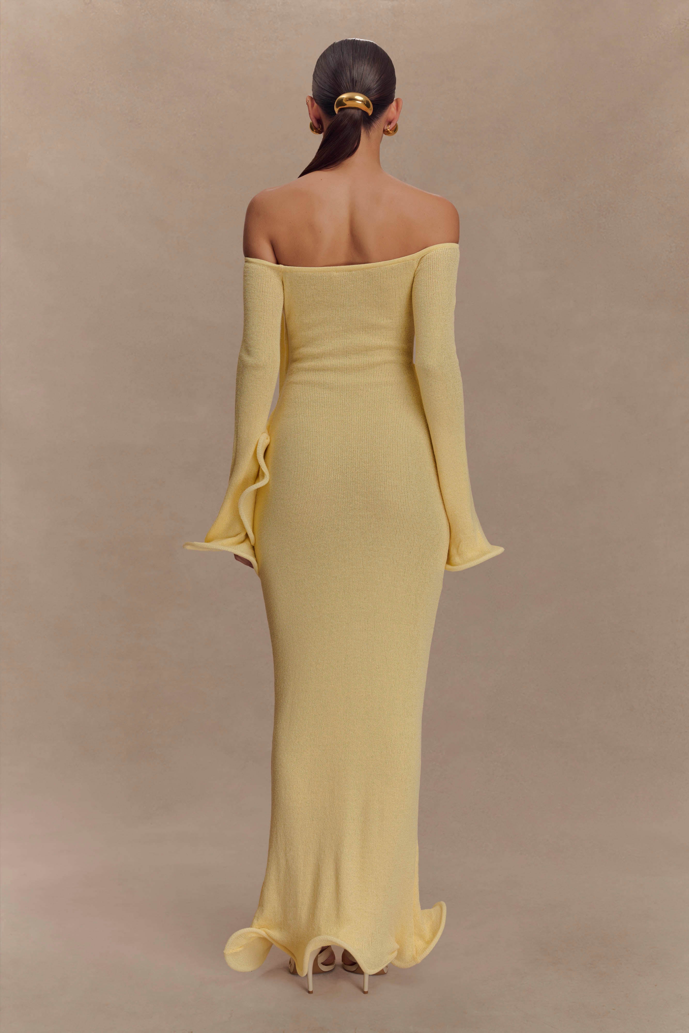 Sandrine Off Shoulder Knit Maxi Dress - Lemon