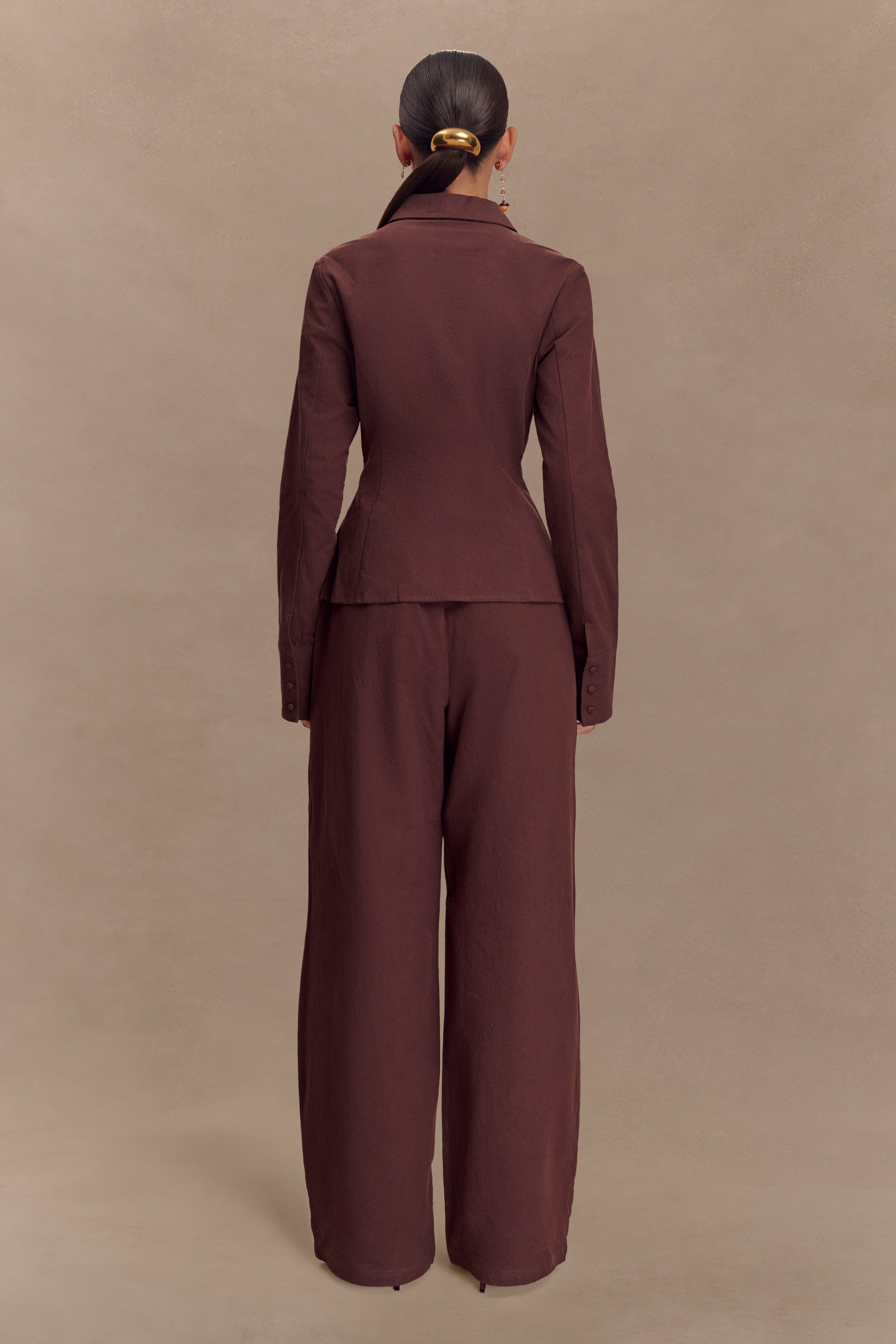 Annalee Cotton Beaded Tie Shirt - Dark Espresso