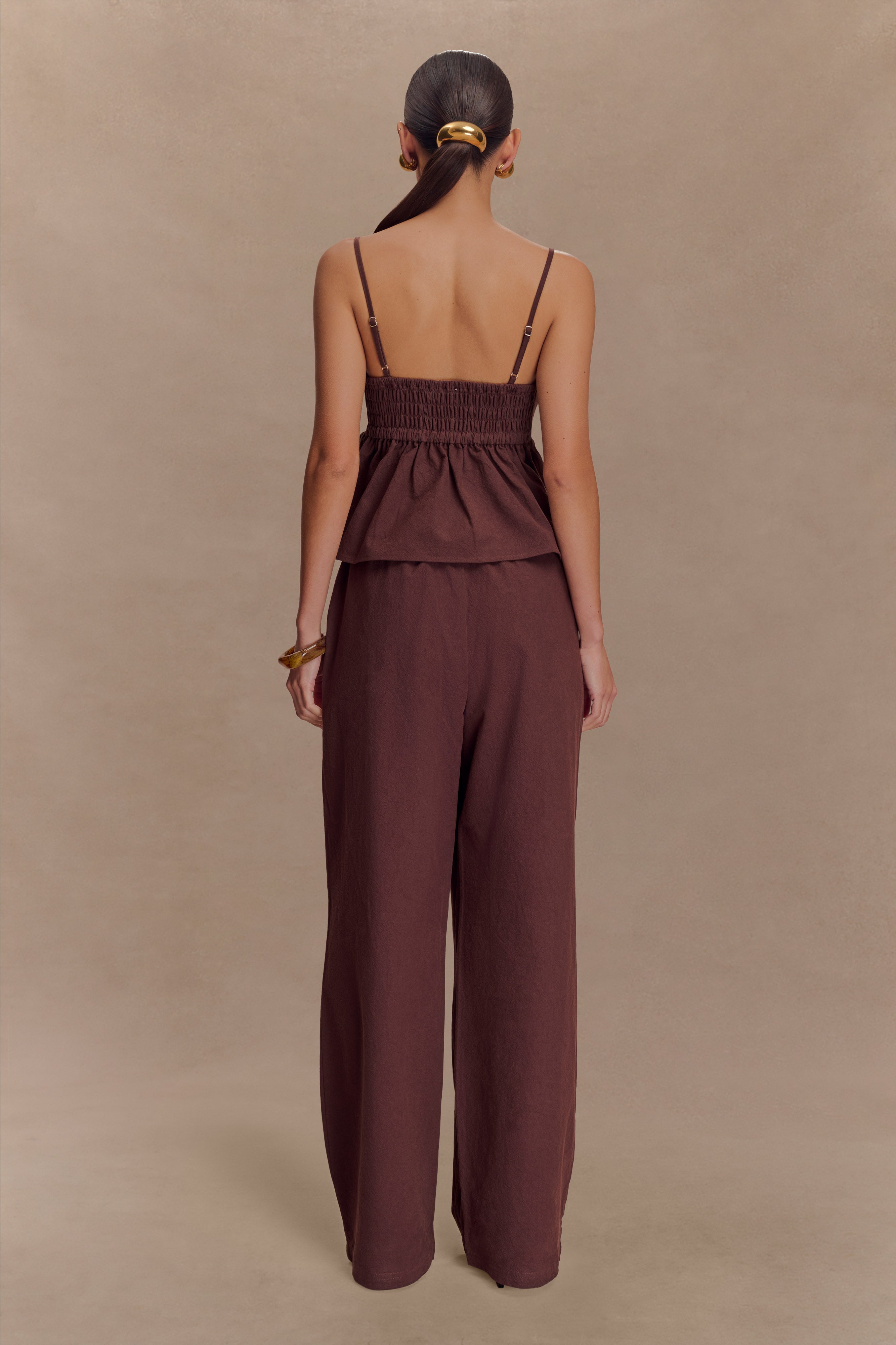 Janayia Cotton Beaded Top - Dark Espresso