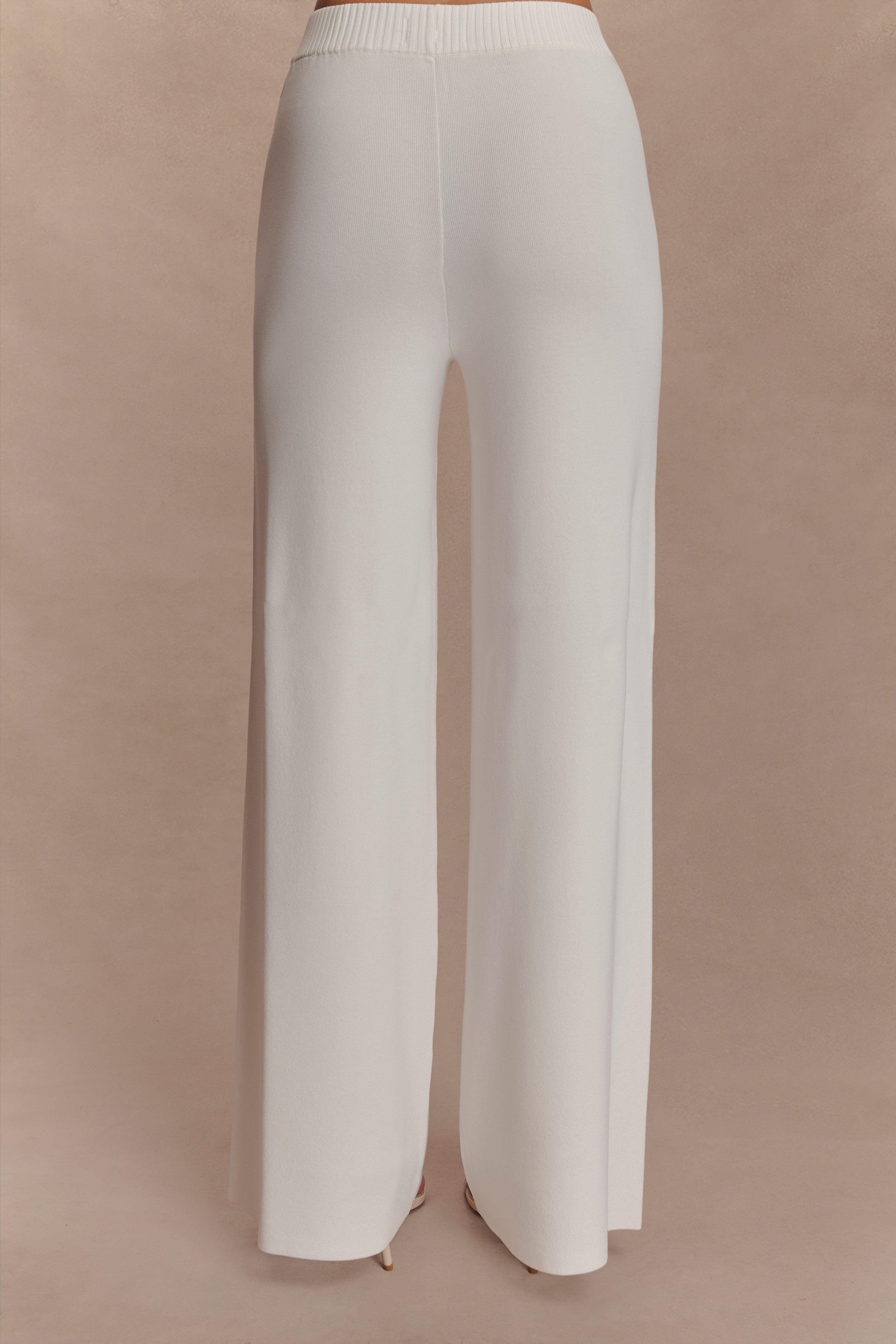 Fabiana Wide Leg Knit Pant - White